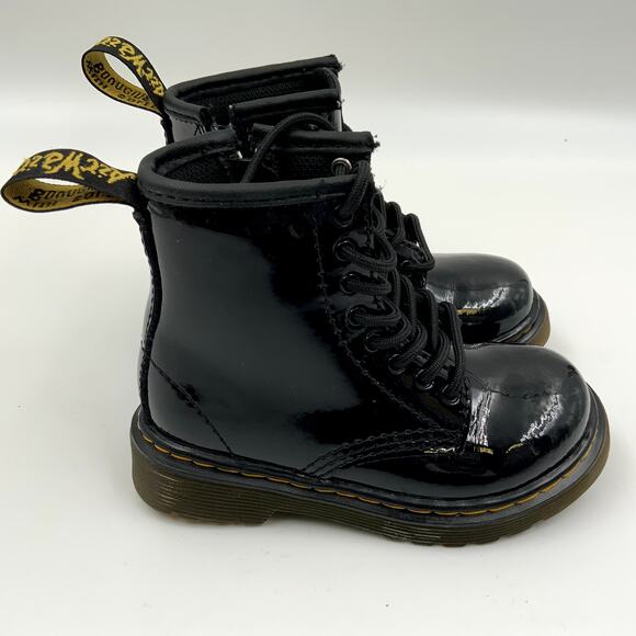 Dr. Martens 1460 T Pascal Patent Leather Black Mash-Up Combat Boots. US Size 7. - Picture 4 of 8